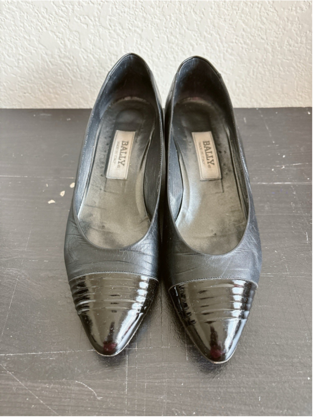 VTG Bally Womens Pump Size 10M Black Leather Low Block Heel Dress Shoe Retro - Picture 3 of 9